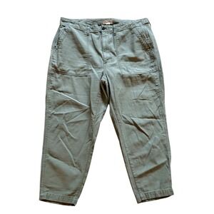 Madwell Womens Olive Green Cotton Slub Fatigue Pants Military Cargo Trousers 33
